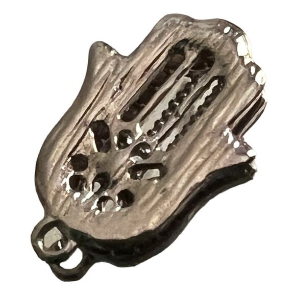 Pink Beaded Hamsa Yoga Hand Necklace Charm 1" Silver with Center Jewel - Picture 2 of 6